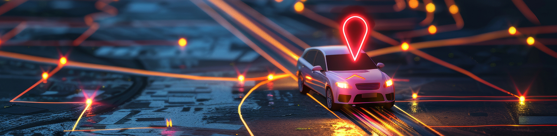 LoJack, a vehicle located on a connected map